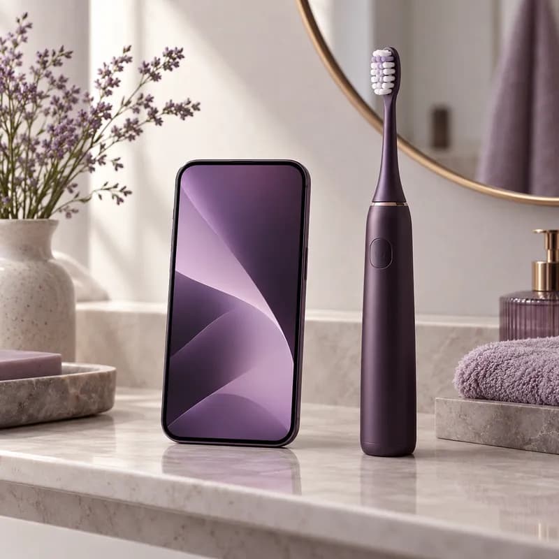 Sfeerbeeld: tandenborstel naast een smartphone, geen productdemonstratie